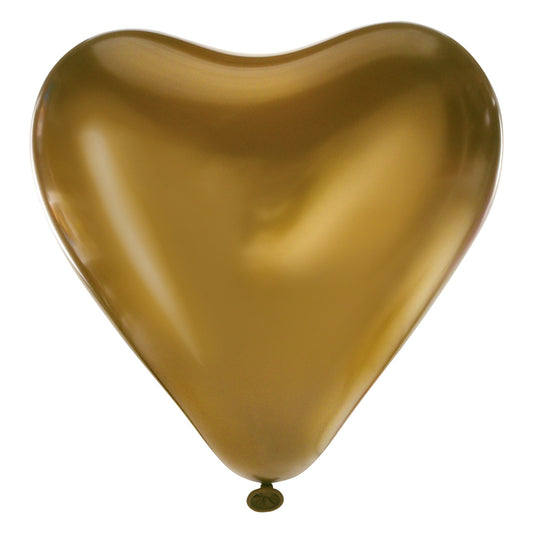 Heart Shaped 12in Satin Luxe Latex Balloon - Gold Sateen 6ct