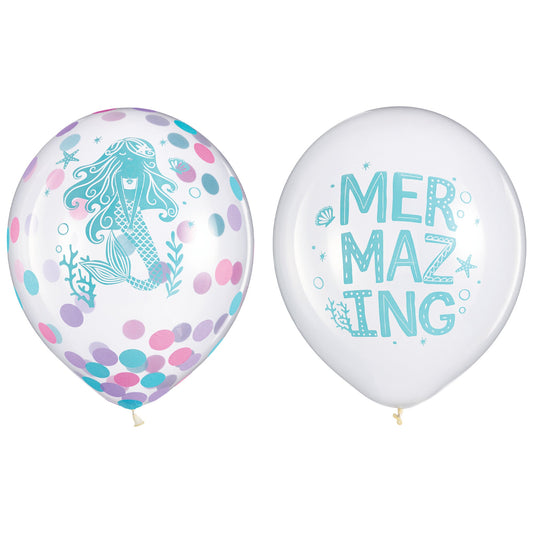 Shimmering Mermaids Latex Confetti Balloon 6ct