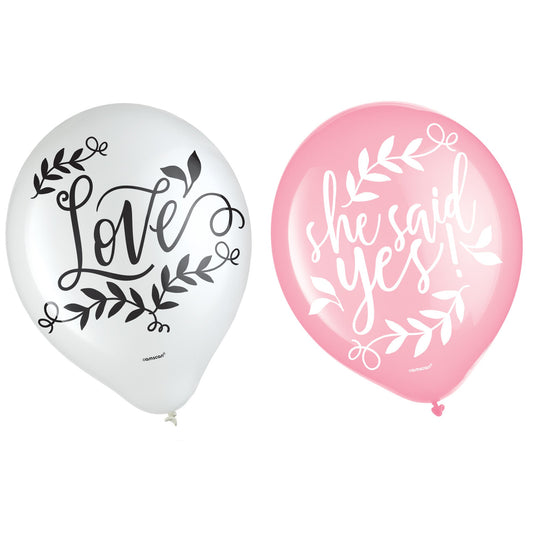 Love And Leaves Latex Balloons 15ct