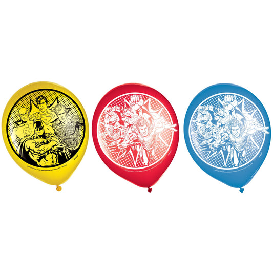 Justice League Heroes Unite Printed Latex Balloons 6ct