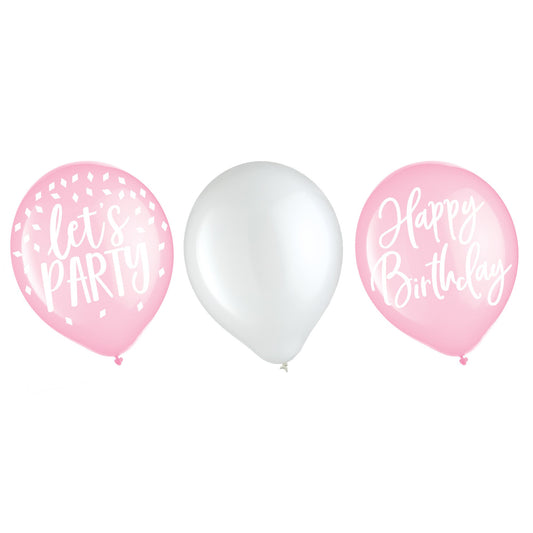 Blush Birthday Latex Balloons 15ct