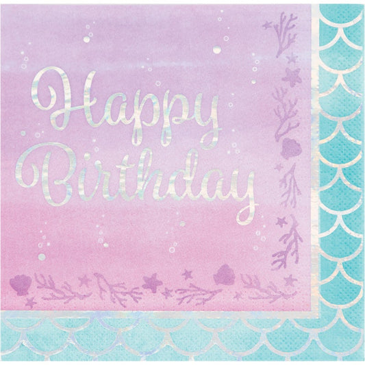 Mermaid Shine Birthday Lunch Napkins 16ct