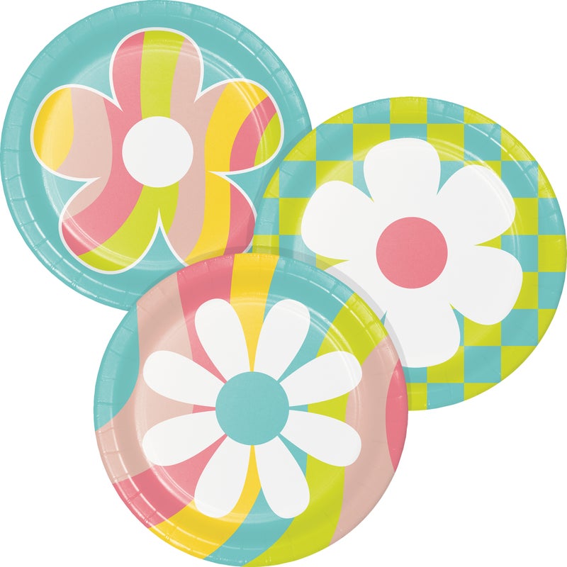 Flower Power 7in Plates 8ct