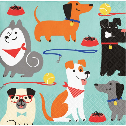 Dog Party Beverage Napkins 16ct