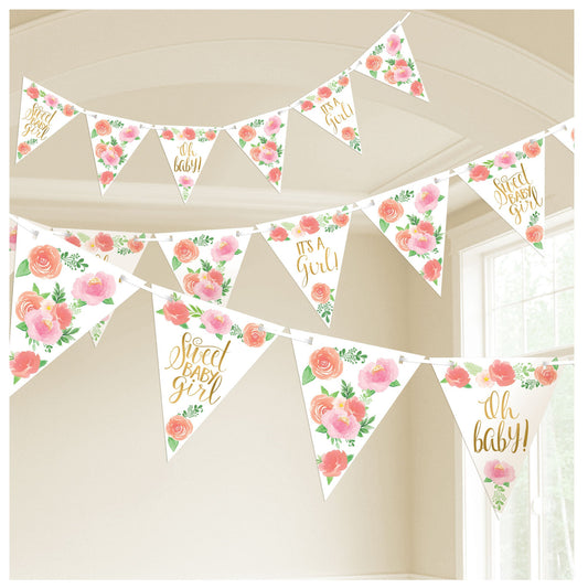 Floral Baby Pennant Banner