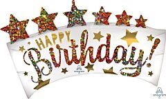 #034 Happy Birthday Glitter Banner 34in Supershape