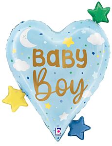 #187 Baby Boy Heart Stars 25in Supershape