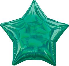 #674 Iridescent Green Star 18in Printed Mylar