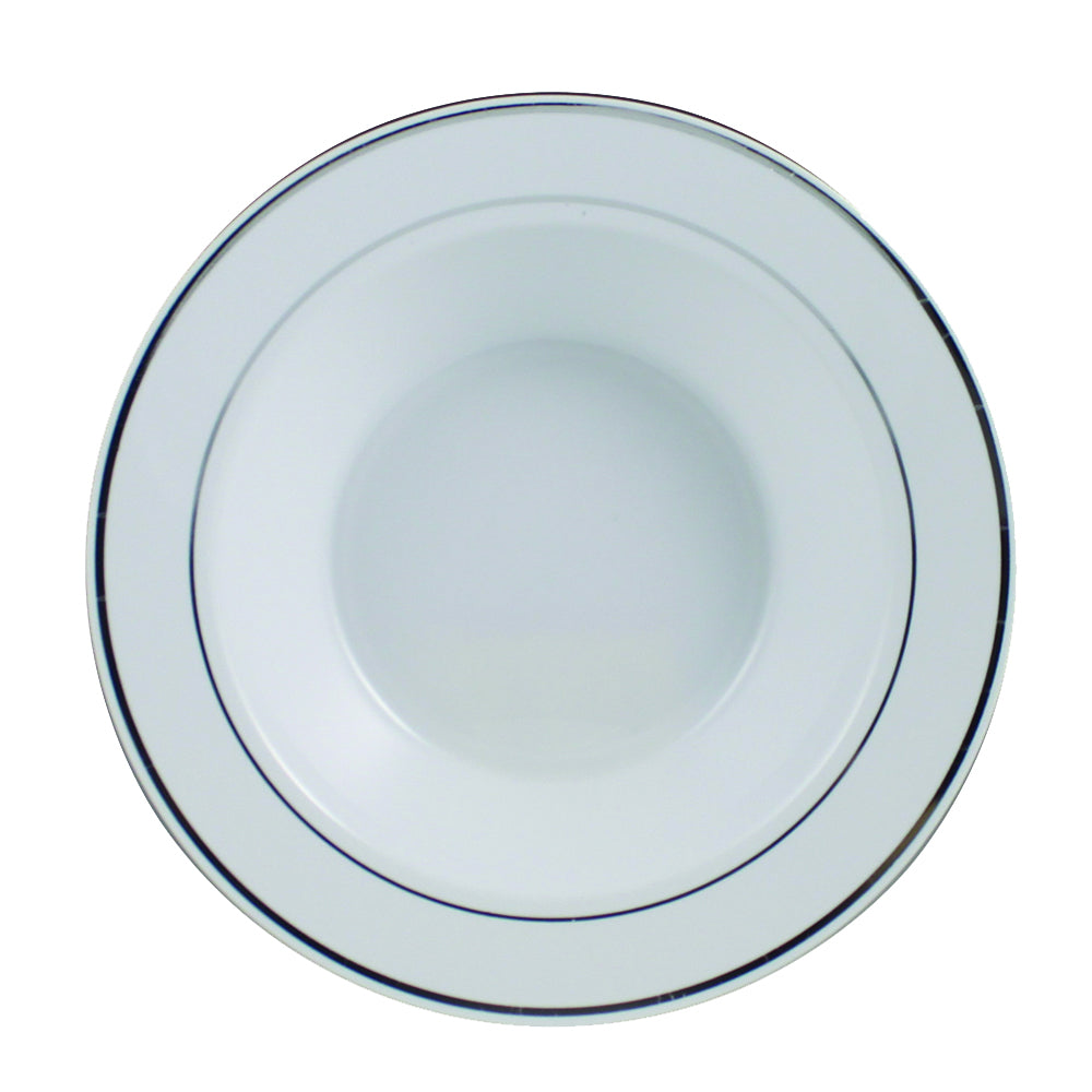 Regal White Premium Plastic Plates with Silver Trim