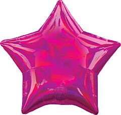 #673 Iridescent Bright Pink Star 18in Printed Mylar