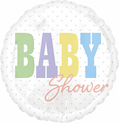 #576 Baby Shower Silver Dots 18in Printed Mylar