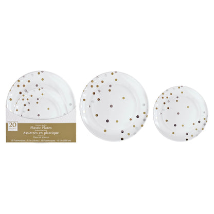 Premium Plastic Color Dots Plates 20ct