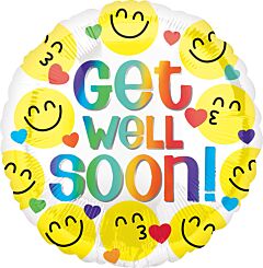 #525 Get Well Emojis 18in Printed Mylar