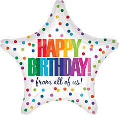 #313 Happy Birthday From All Of Us Star 18in Printed Mylar