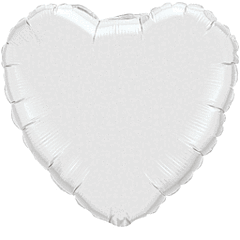 #665 White Heart 18in Solid Mylar