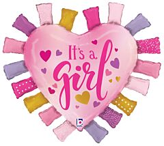 #181 It's a Girl Taggie Heart 33in Supershape