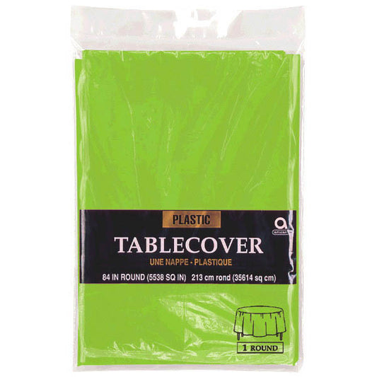 Kiwi Green Plastic Round Table Cover 84in