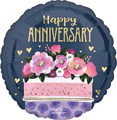 #538 Happy Anniversary Cake 18in Printed Mylar