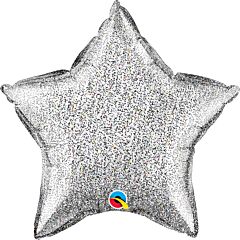 #693 Silver Glitter Star 18in Printed Mylar