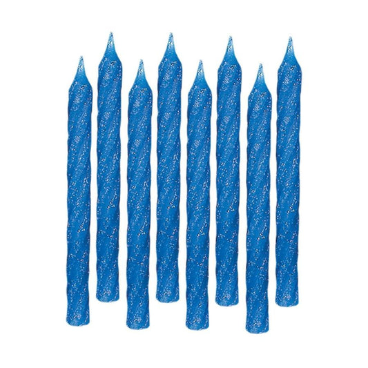 Large Glitter Spiral Candles - Blue 12ct