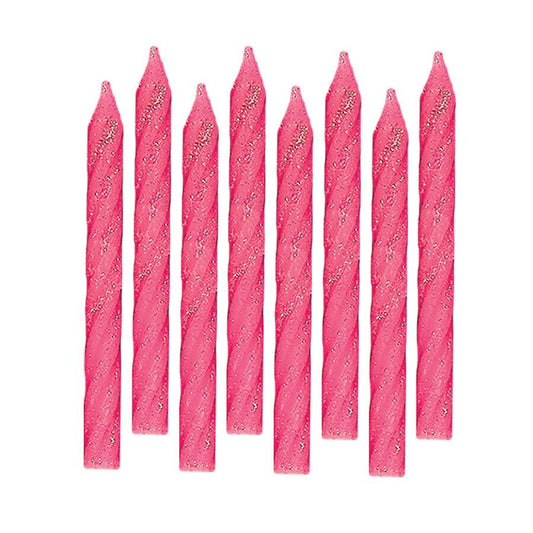 Large Glitter Spiral Candles - Pink 12ct