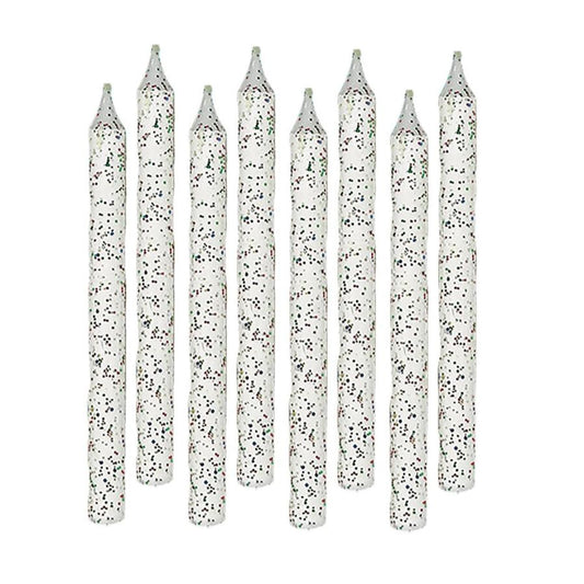 Large Glitter Spiral Candles - White 12ct