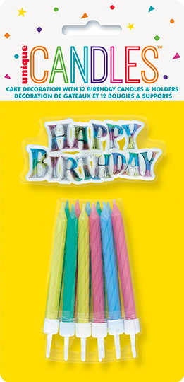 Rainbow Cake Topper with 12 Birthday Candles