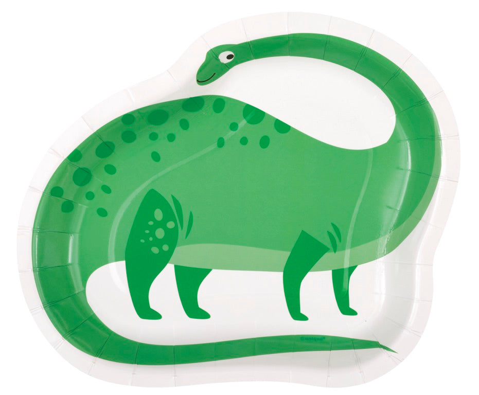 Blue & Green Dinosaur Shaped 8.25 Plates 8ct