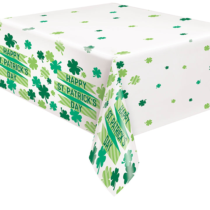 Lucky Clover Rectangular Plastic Table Cover 54in x 84in