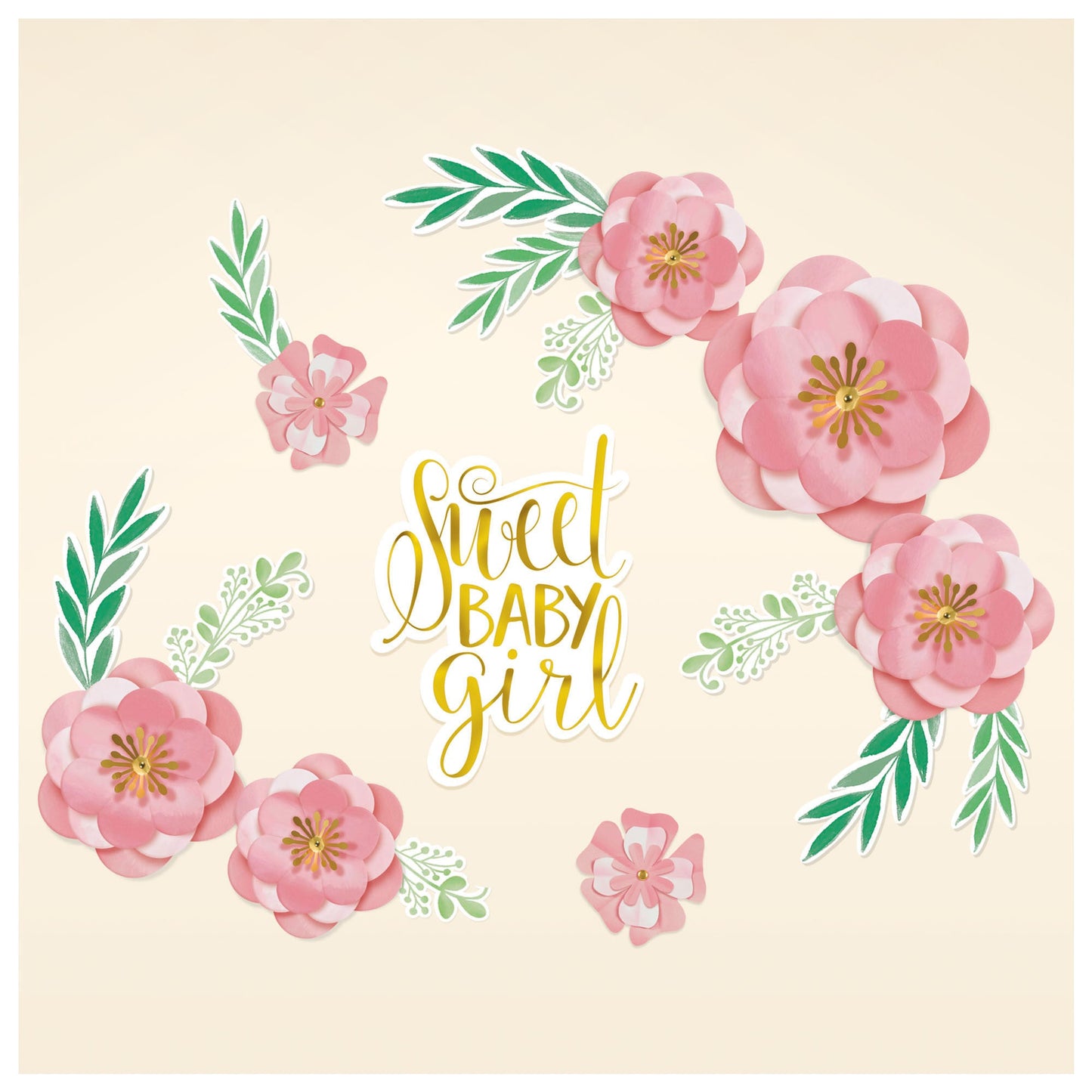 Floral Baby Backdrop - Foil Hot-Stamped