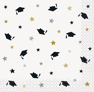 Stars & Caps Graduation Beverage Napkins 16ct