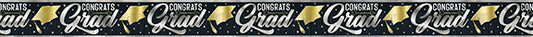 Stars & Caps Graduation Foil Fringe Banner 12ft