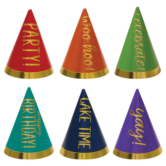 Birthday Accessories Rainbow Mini Cone Hats 12ct