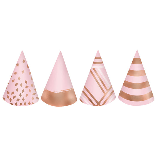 Blush Birthday Mini Cone Hats 12ct