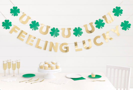 Charming Shamrock "Feeling Lucky" 2pc Foil Garland 9ft