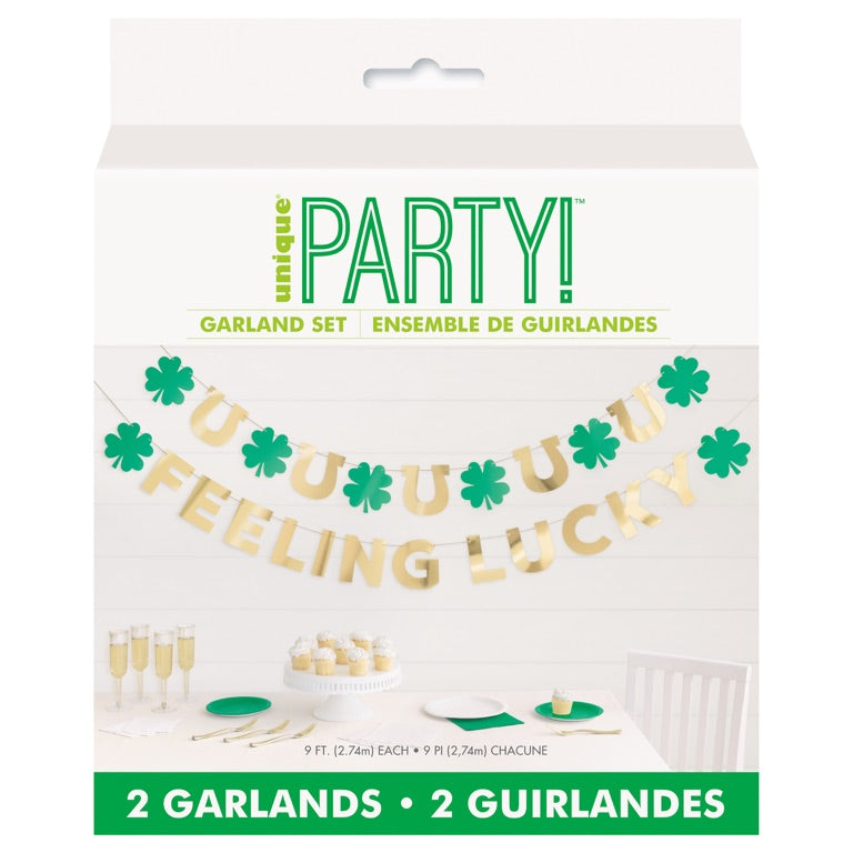 Charming Shamrock "Feeling Lucky" 2pc Foil Garland 9ft