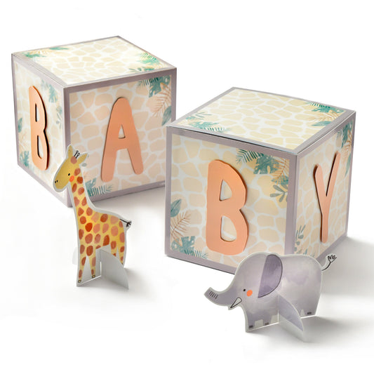 Soft Jungle Baby Blocks Centerpiece