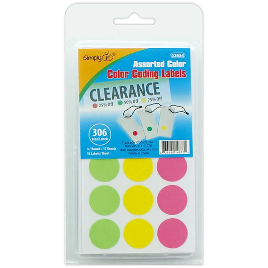 Neon Color Circle Labels 306ct