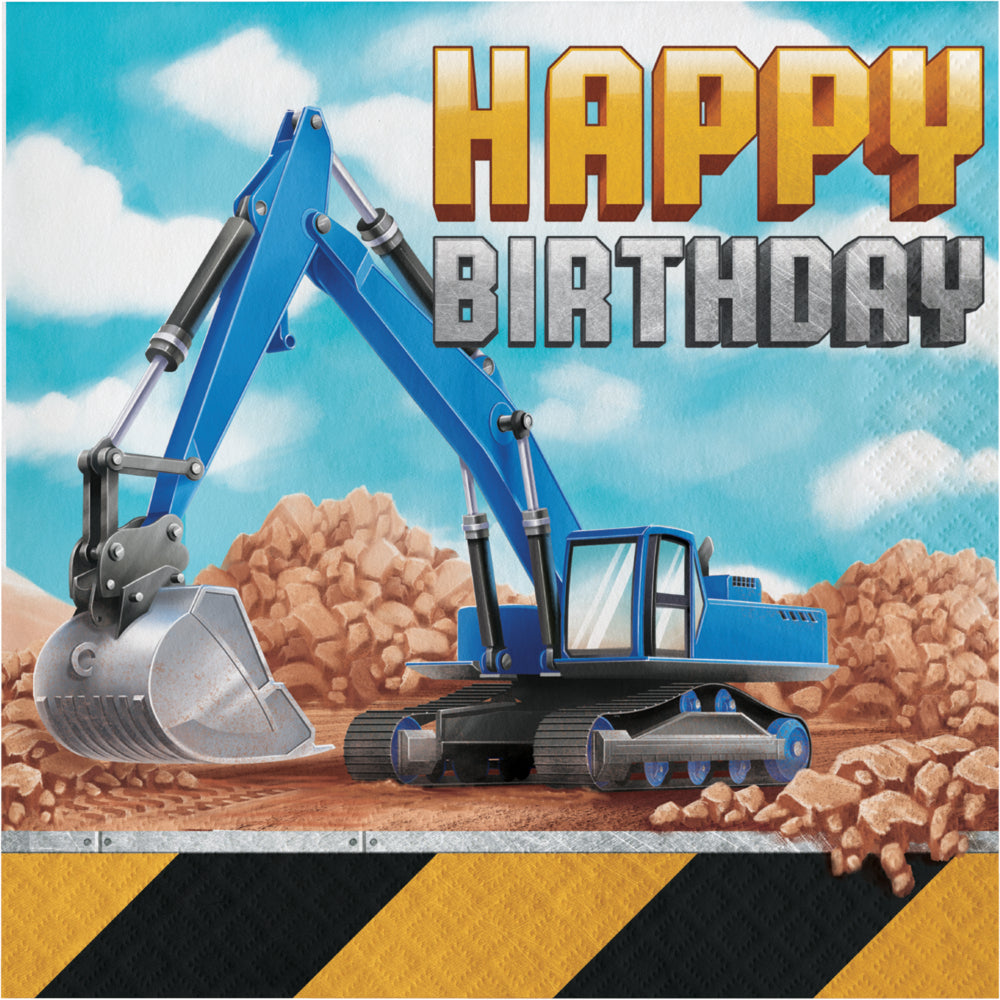 Big Dig Construction Happy Birthday Lunch Napkins 16ct