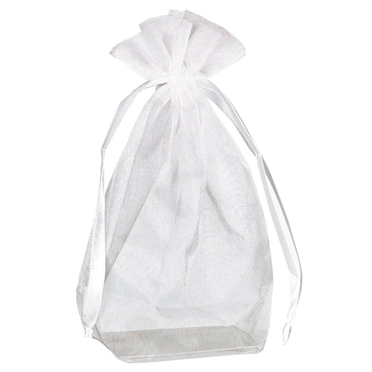 Box Bottom Organza Bag - White 12ct