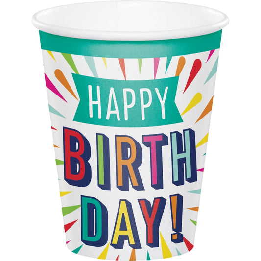 Birthday Burst 9oz Paper Cups 8ct