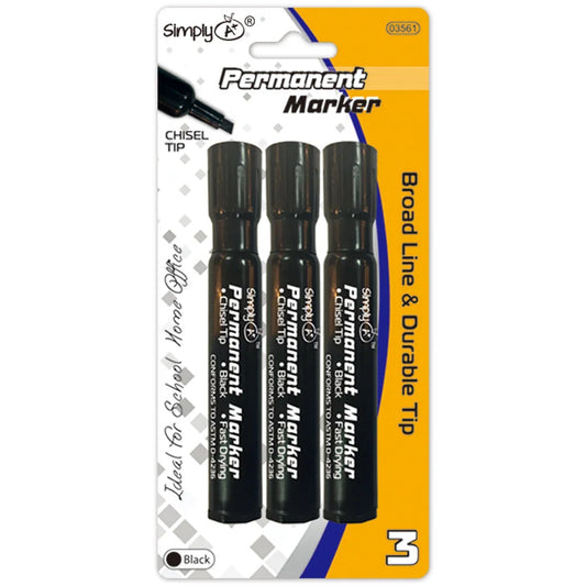 Permanent Marker Black 3ct