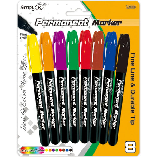 Permanent Markers Fine Point - Assorted 8pk