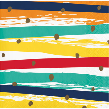 Birthday Stripes Beverage Napkins 16ct