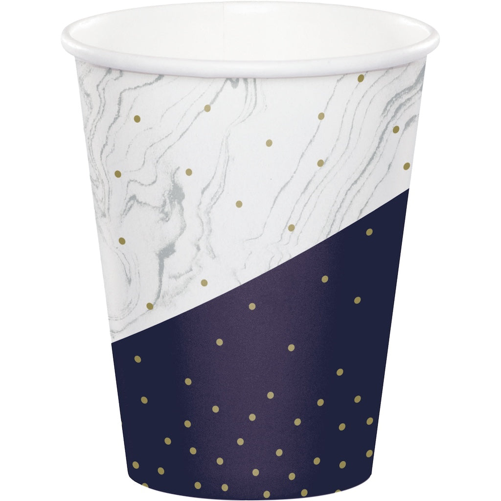 Navy and Gold Milestone 9oz Paper Cups 8ct