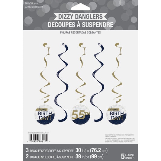 Navy and Gold Milestone Dizzy Danglers - Add Any Age