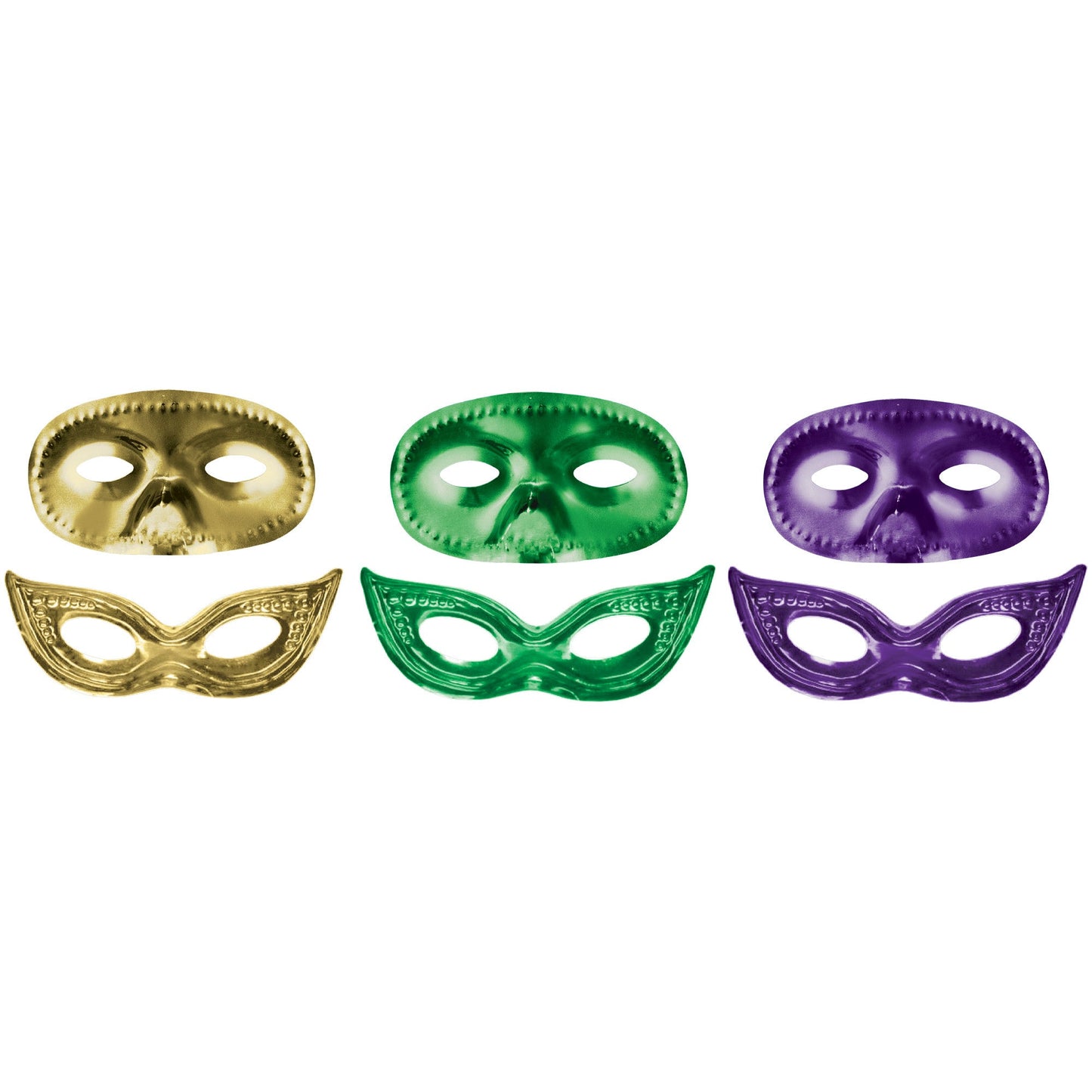 Mardi Gras Metallic Masks 12ct