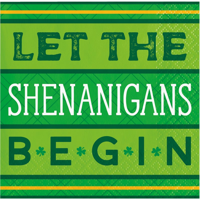 Shamrock and Roll Shenanigans Beverage Napkins 16ct