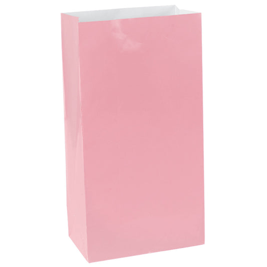 New Pink Small Paper Party Bags - 3.1in x 6.5in x 2.25in - 12ct