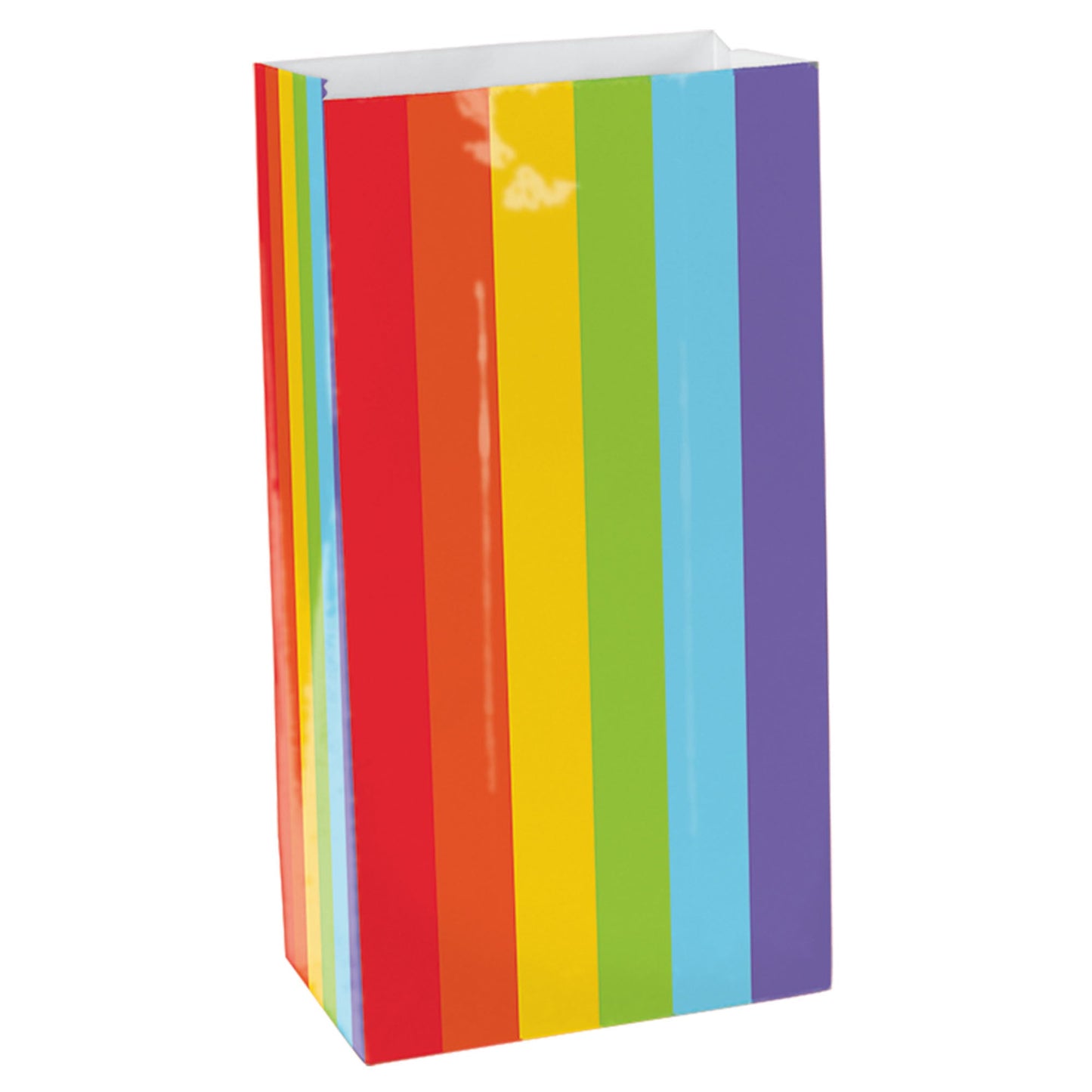 Rainbow Small Paper Party Bags - 3.1in x 6.5in x 2.25in - 12ct